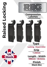 4x Compression Latch Raised Lock Trigger Black Horsebox, Trailer... Locker Doors