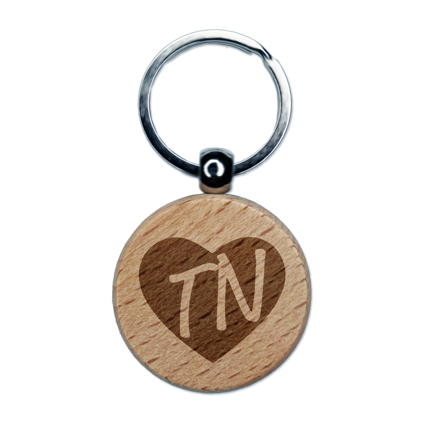 Tennessee State Heart Engraved Wood Keychain Charm with Love  