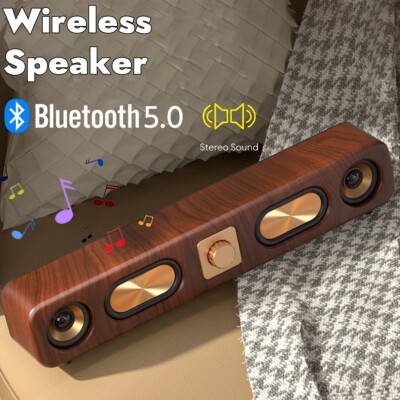 Vintage Desktop Sound Bar Heavy Bass 4D Surround Stereo Bluetooth Speaker FM AUX