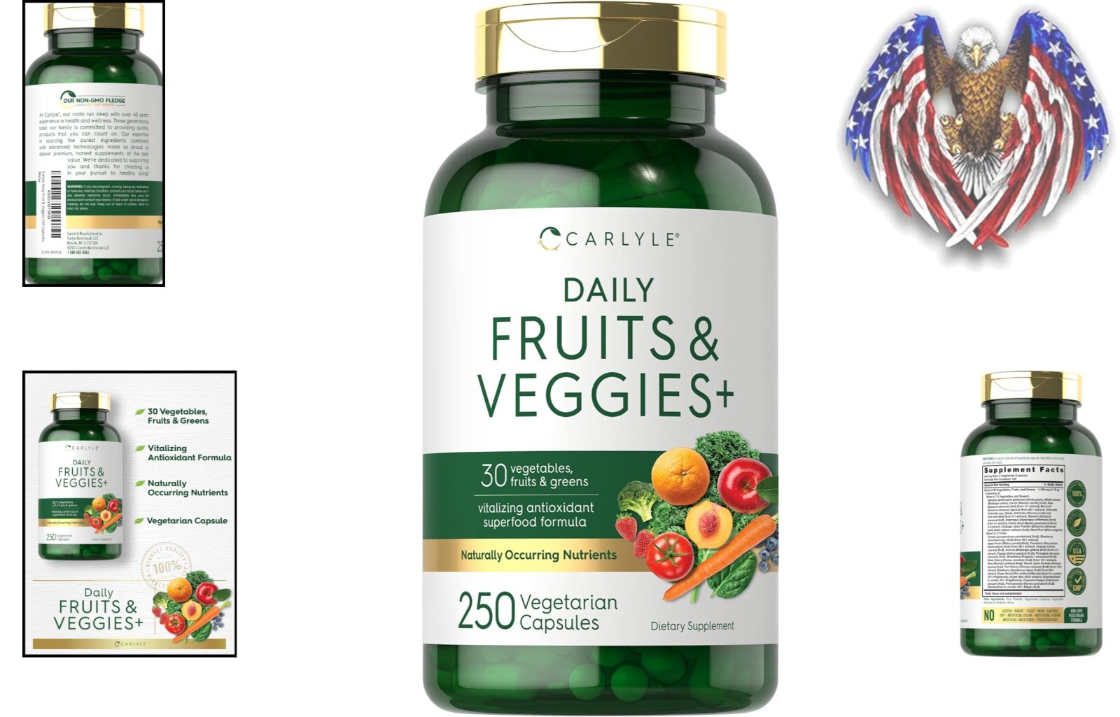 Premium Fruits & Veggies Supplement 250 Capsules 32 Fruits
