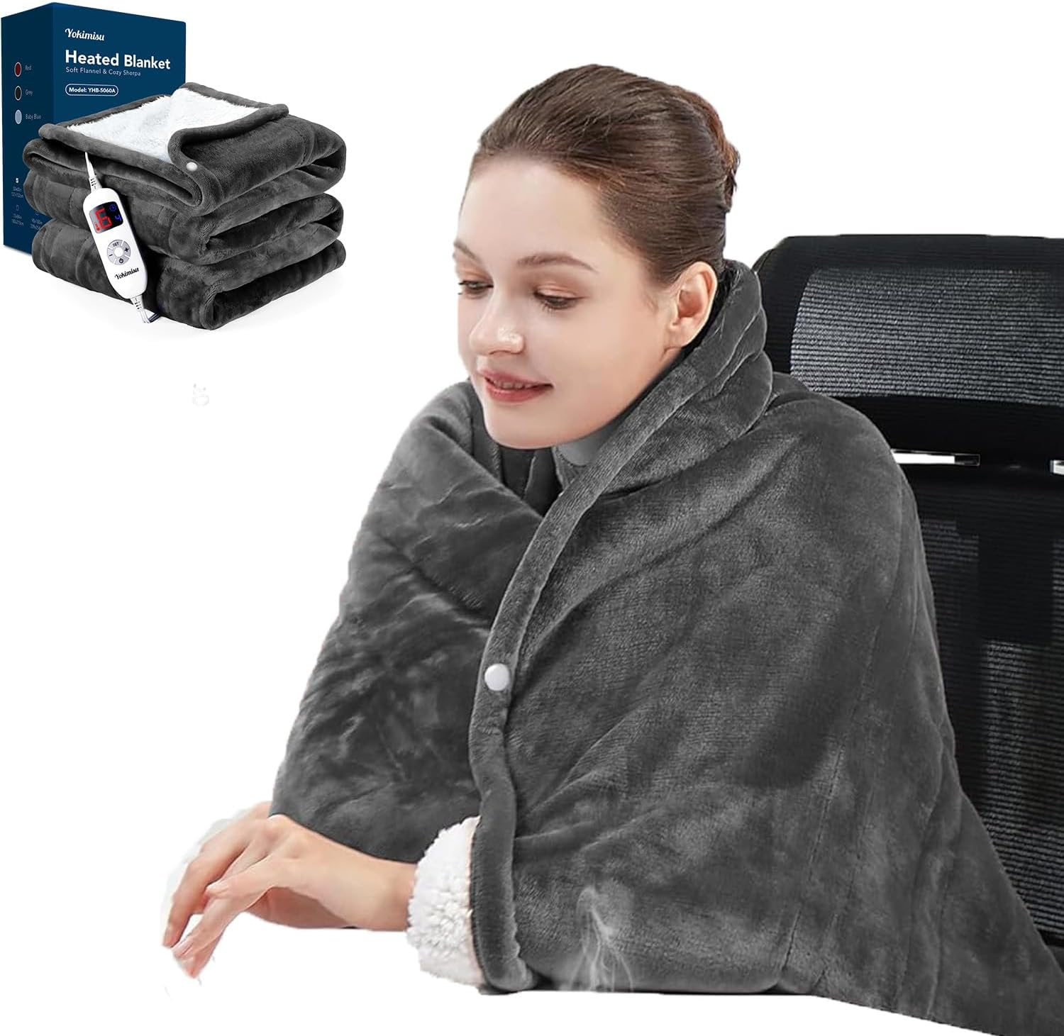Heated Blanket, Electric Blanket with 2 Wearable Buttons, 50X60 Inches Wearable