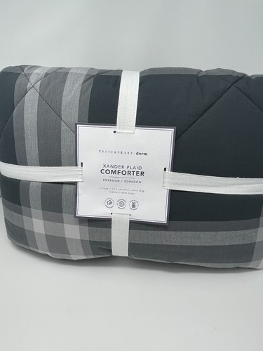 Pottery Barn Teen PB Dorm Xander Plaid Comforter Twin XL Charcoal Gray NWT