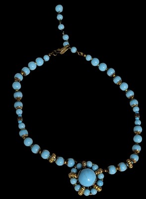 Antique Marium Haskell Blue BEADED necklace/chocker