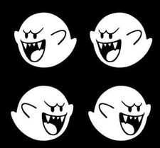 BOO Super Mario Brothers Four Mirrored 3" White Vinyl decals car truck Windows
