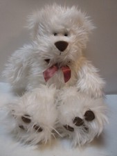 Plush White 11" Teddy Bear Fuzzy Bow