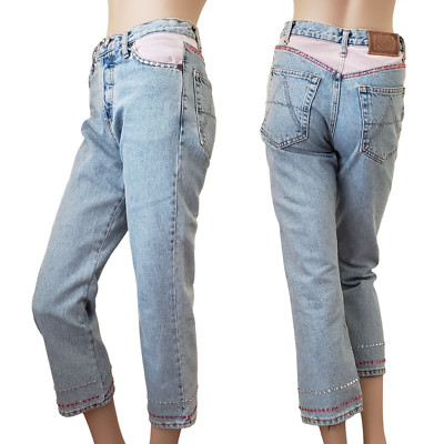 Women's A.B.S. by Allen B Schwartz Rare Vintage Swarovski Capri Jeans SZ 26