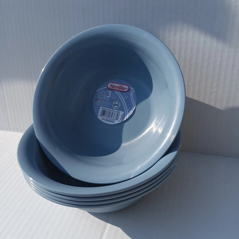 Lite Blue Sterilite Microwave Safe Soup & Salad Food Bowls 20 Oz Plastic 3pc - Image 2 of 4