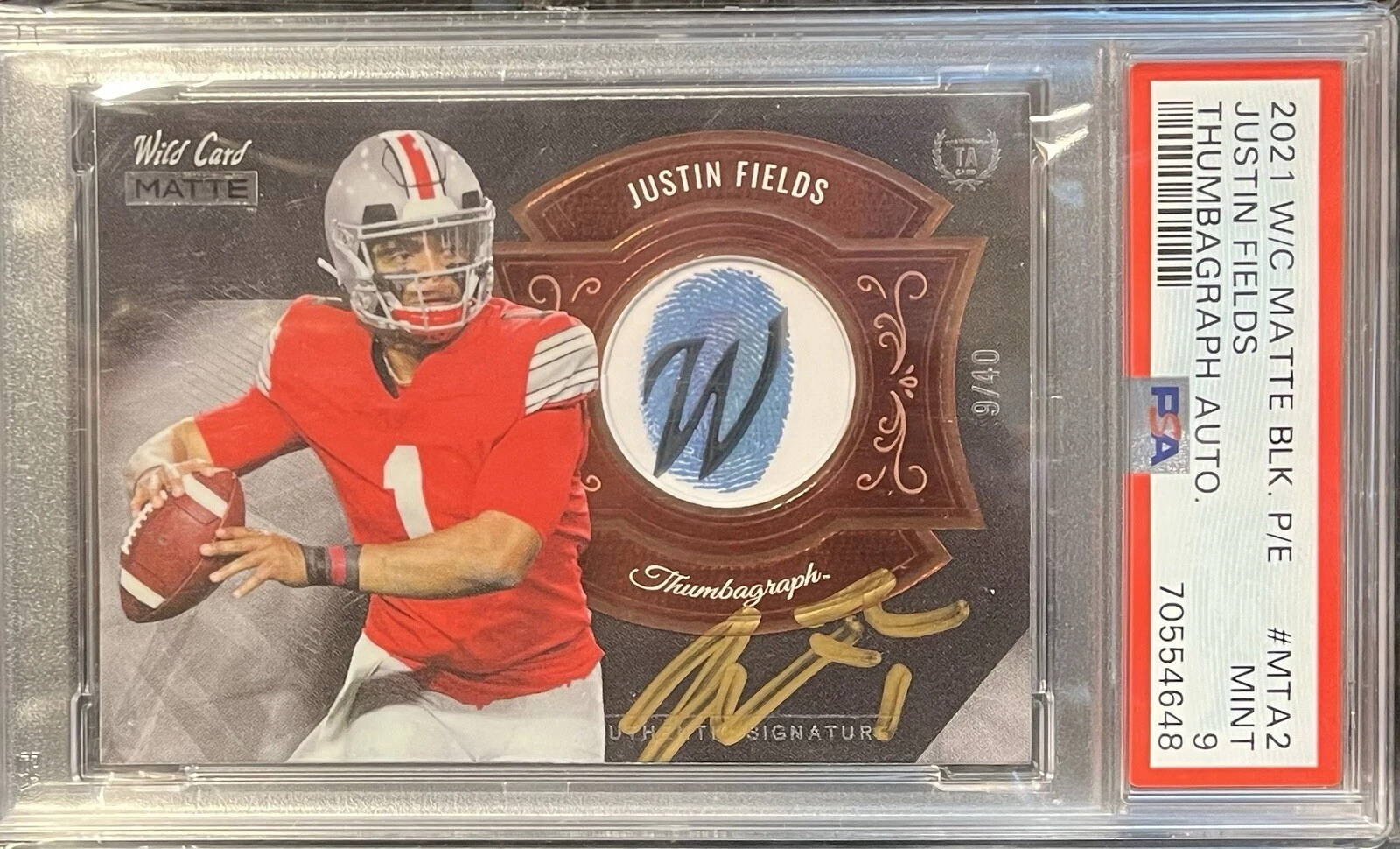 Justin Fields Wild Card Matte Black Premier Edition Thumbagraph Autographs #MTA2 Base