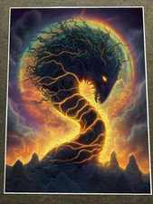 Fiery Cosmic Serpent with Glowing Energy Poster 18x24in