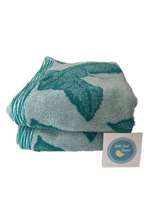 Set of TWO Yves Delorme Hand Towels LECAP Turquoise 22 x 39 New France 3 sets av
