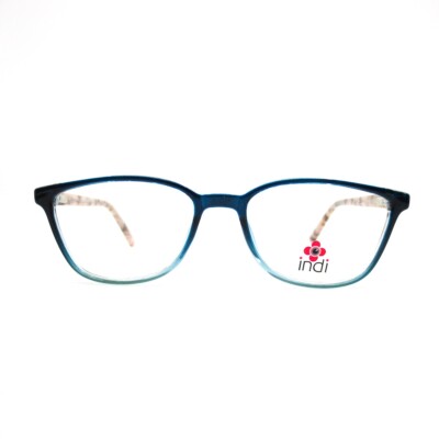 Indi KG 20202 BL Kids Eyeglasses Frames blue brown spotted 49-16-135