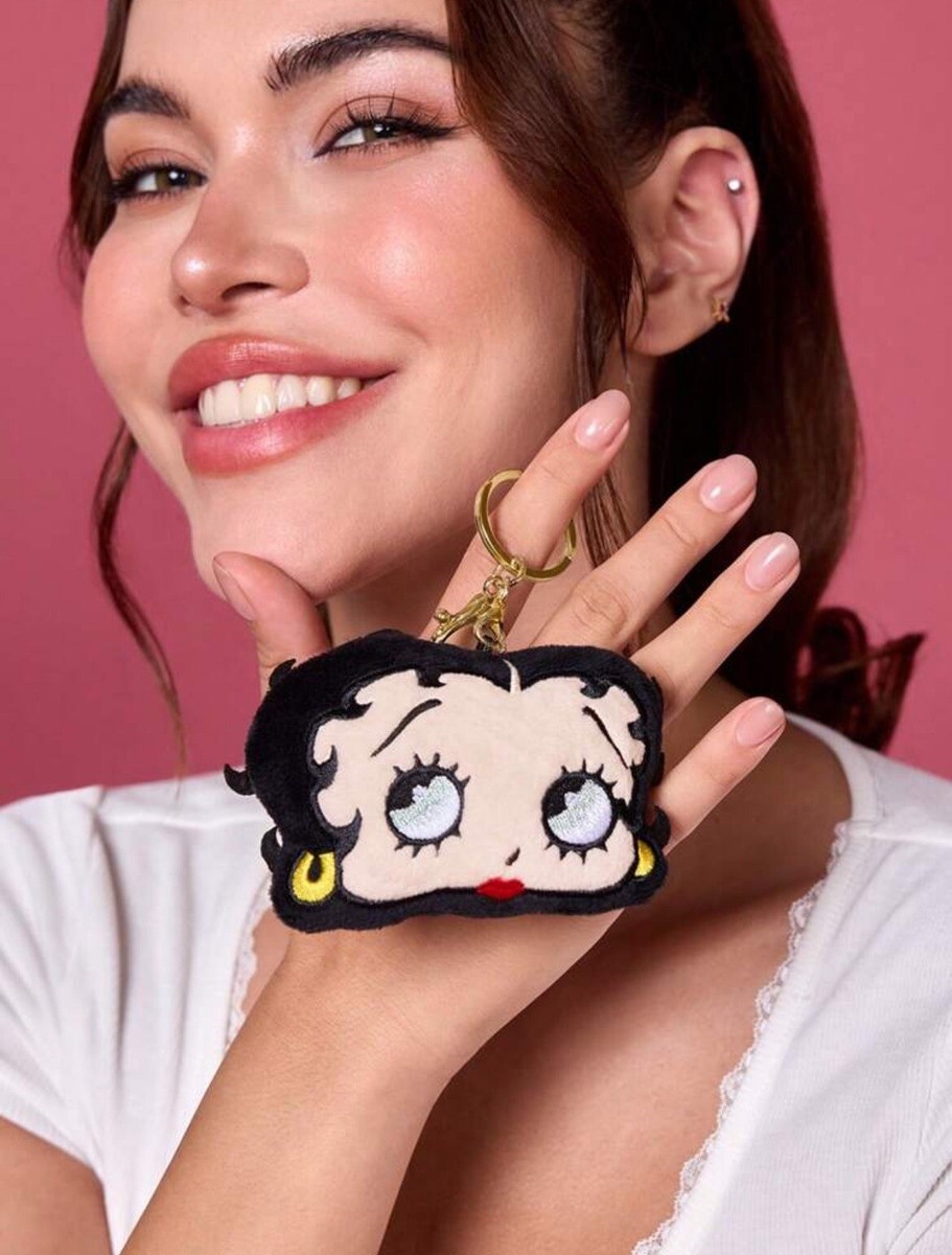 New BETTY BOOP Keychain PLUSH Cushion Head Key Ring Purse Charm