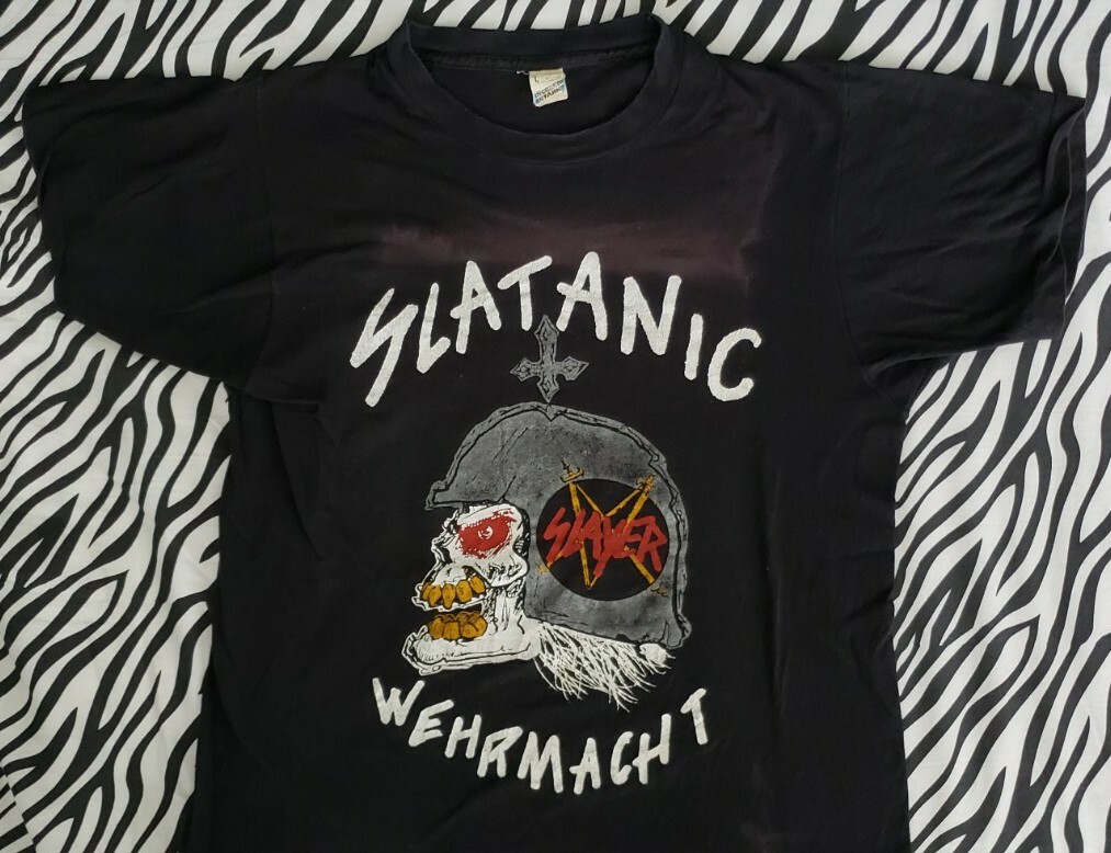 Vintage SLAYER Tour Shirt 1985 Boutwell SLATANIC WEHRMACHT L Vintage SLAYER Tour Shirt 1985 Boutwell SLATANIC WEHRMACHT L