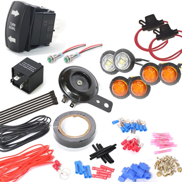 Street Legal LED Turn Signal Horn Kit For Most ATV UTV SXS with Rocker