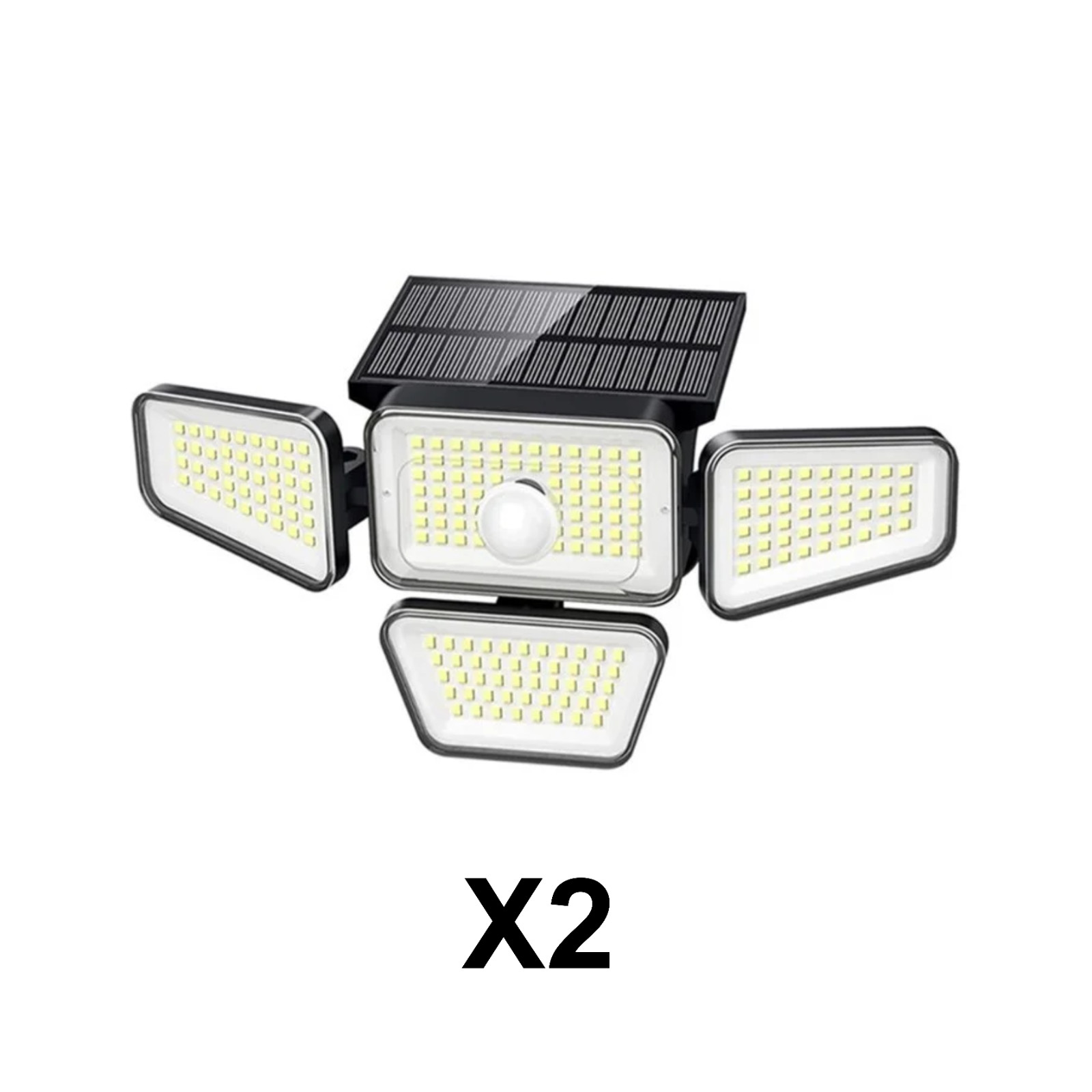 Lampe LED Solaire Extérieur x2 à Détecteur de Mouvement Éclairage Étanche Noir pour Garage