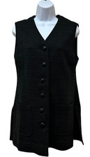 Vintage Jersey House Virgin Wool Knit Vest Long Oversized Hippy Retro Fit M/L