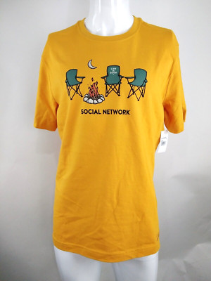 yellow ノベルティTシャツ Life is Good Men Short Sleeve Crusher Tee Social Network Camp Gold