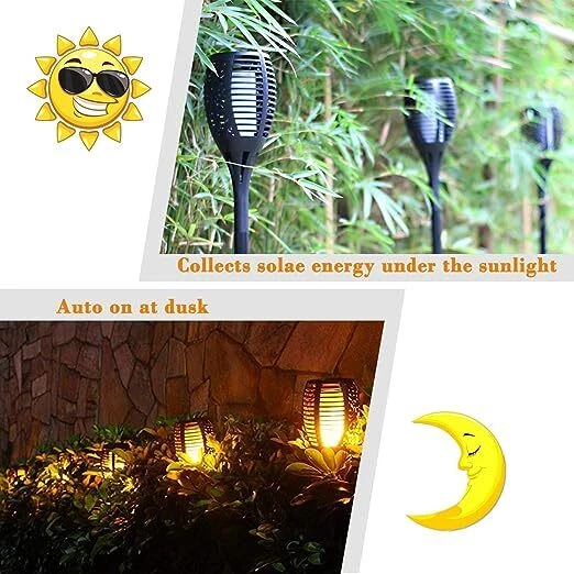 8 PCS Outdoor Solar Power Torch Flame Light Waterproof Landscape Spotlight Lamp - Image 2 of 4