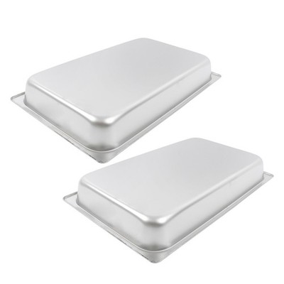 2 Pcs 1/1 Full Size 2.5'' Deep Thickened Steam Table Hotel Pans Stainless Steel