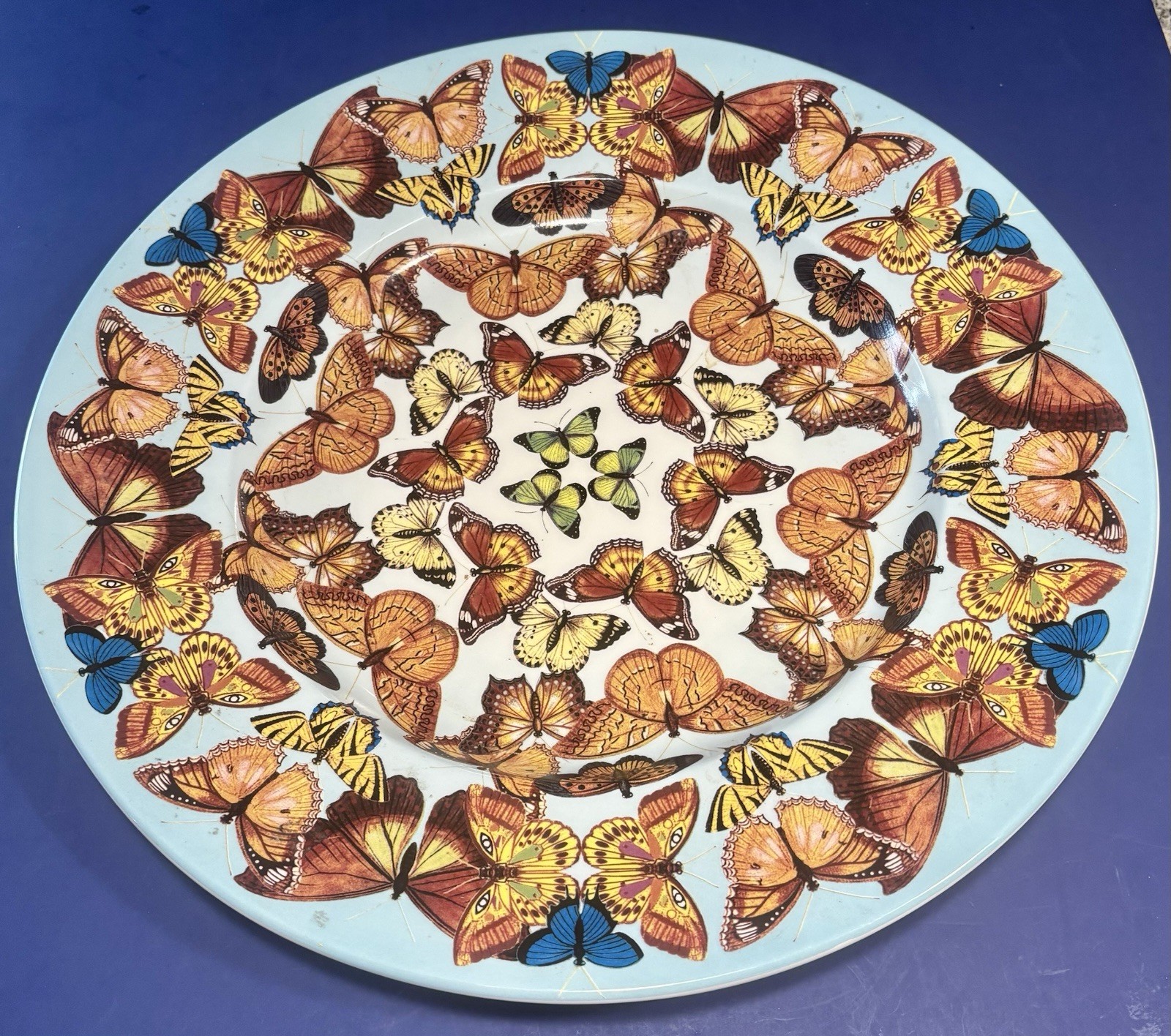 Stunning L'Objet Bohem Butterfly Large Ceramic Serving Bowl 17"Portugal NICE!
