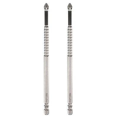 2 Stück Phillips Schraubendreher Bit PH2 mit gezackter Spitze 6'' lang Magnetisch