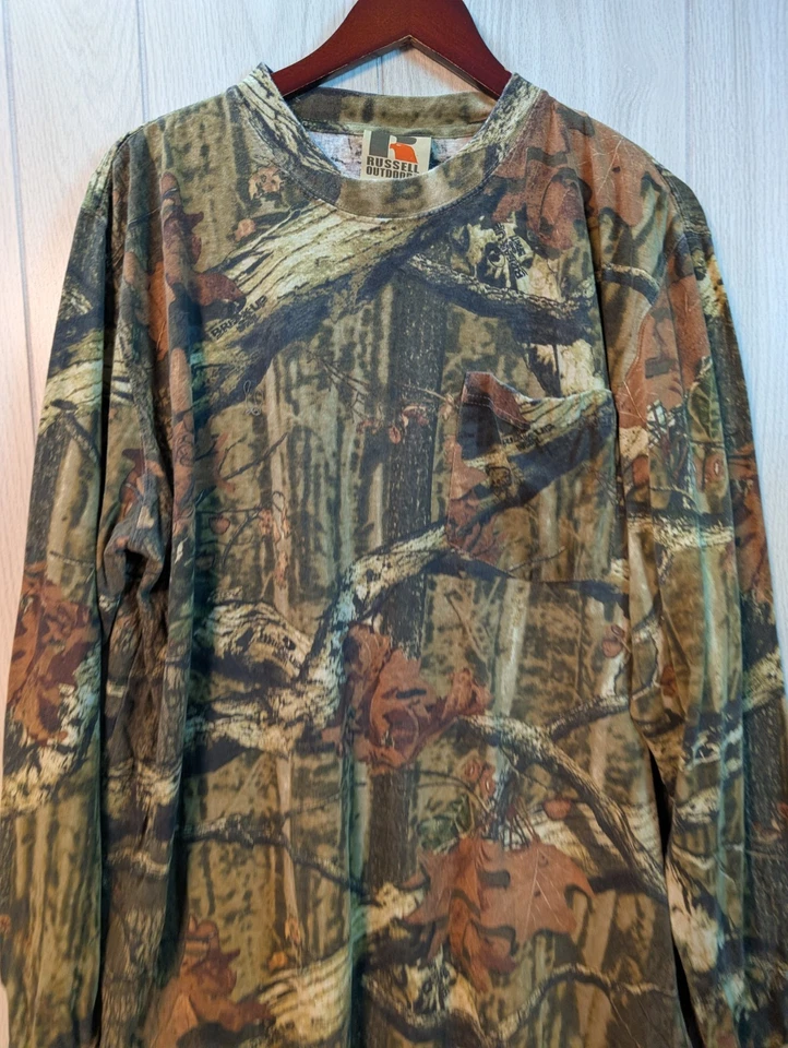 VTG Russell Outdoors Realtree Camo Pocket Long Sleeve Shirt Size 2XL - Image 2 of 4