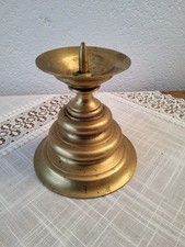 Antyczny mosiężny świecznik, dzwonek z trzpieniem