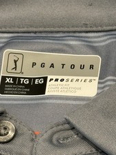 PGA Tour Men  s Sz XL Polo Pro Series Gray Orange Stripes Short Sleeve 3 Button