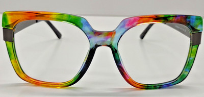 Big Frame Rainbow Tie Dye Eye Glasses Oversized Plastic and Metal