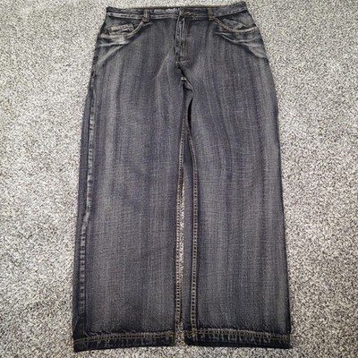 Soulland Jeans Men s 38x32 (37x31) Embroidered Y2K Gray Wash Stone Fade