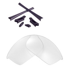 Walleva Clear Non-Polarized Lenses And Black Rubber Kit For Oakley Flak Jacket