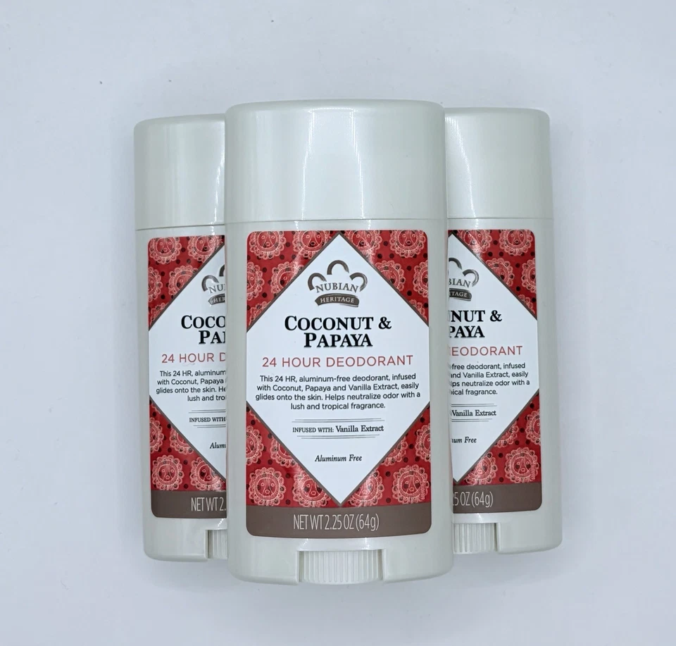 Nubian Heritage Coconut & Papaya 24 Hour Deodorant 2.25 oz – Pack of 3 - Image 3 of 4