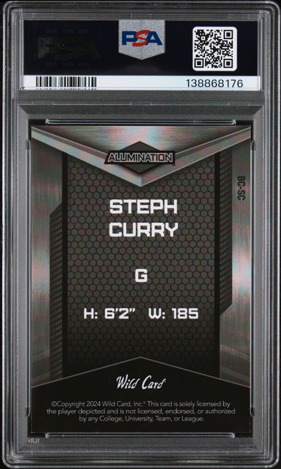 2024 WILD CARD ALUMINATION JUST THE HITS #SC STEPH CURRY 1/1 PSA 8 view 2