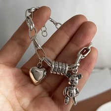 Edles HERZ BETTEL ARMBAND 925 Silber Zirkonia GLIEDER ARMKETTE Armreif Anhänger