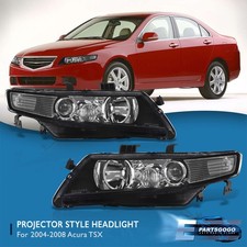 For 04-08 Acura Tsx Cl9 Jdm Projector Headlights Lamps Black Clear Reflectors