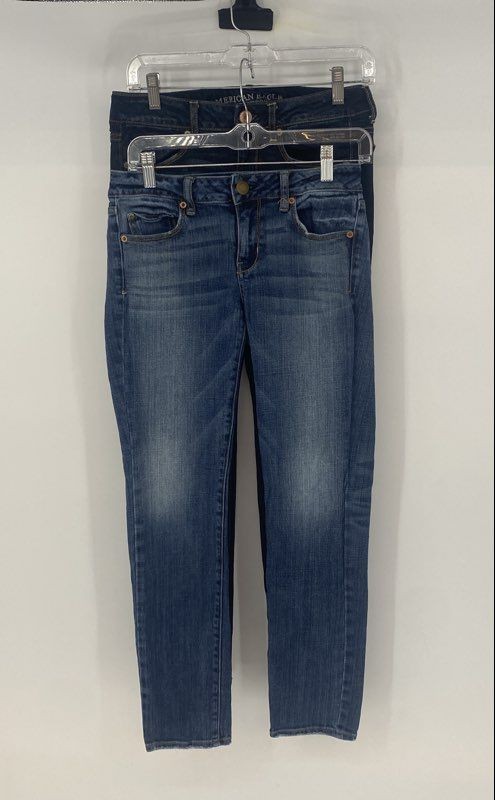 American Eagle Outfitters Womens Blue Skinny And Straight Jeans Size 4 Lot Of 2