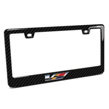 Cadillac V 3d Logo Real 3k Carbon Fiber Finish Abs Plastic License Plate Frame