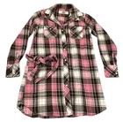 Gibson Pink Plaid Tie Belt Flannel Pearl Snap Shirt Dress. Women's - Size S