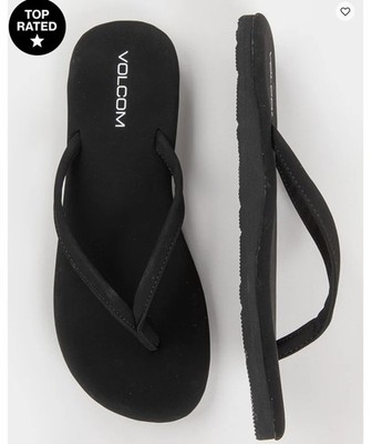 Volcom Black Flip Flops Womens Casual Beach Sandals Surf Skate Summer Size 7/8