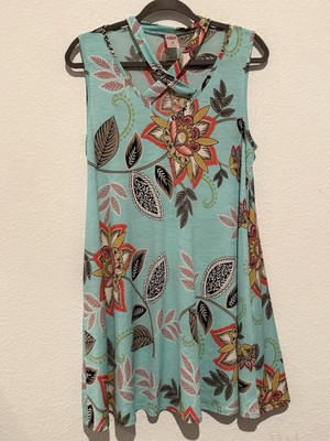 Pink Coconut Boutique Floral Multicolor Tunic Dress Womens Size Small
