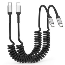 Coiled USB C to USB C Cable, 2Pack 3Ft USB C Charger Cord for Car, USBC to USBC