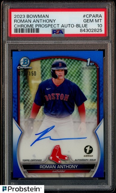 2023 Bowman Chrome Roman Anthony 1st Edition True Blue Refractor Auto PSA 10
