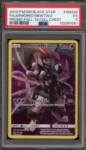 Pokemon Armored Mewtwo Fall '19 Coll. Chest Full Art Promo SM228 PSA 5