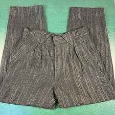 Vintage Gianni Versace Wool Pants 32x29 Black Textured Striped Flat Front Italy