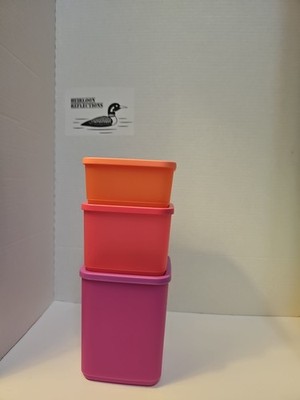 Tupperware Square Rounds Set of 3 Modular Cubix Basic Brights Pink Purple  