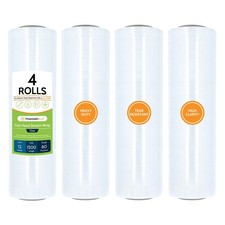 4 Rolls Clear 12" x 1500 Ft. 80 Gauge Cast Hand Stretch Wrap Pallet Shrink Film