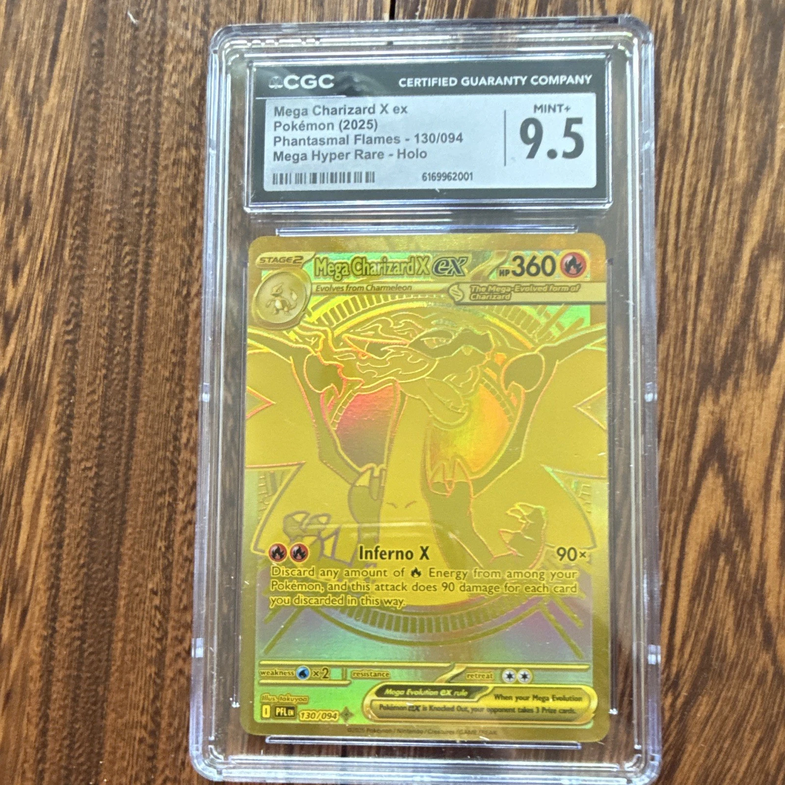 CGC 9.5 Mega Charizard X ex 130/094 Phantasmal Flames: Extremely Clean!