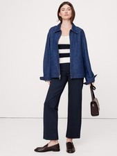 BANANA REPUBLIC size Large Straight Everywhere Ponte Ankle Pant Navy NEW 445853