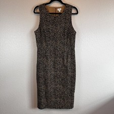 J. Crew Factory Brown Tan Black Leopard Print Sheath Dress Size 10 Career Office