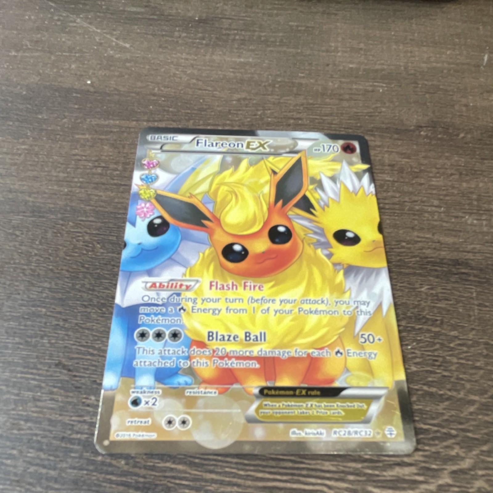 Pokémon Flareon EX Full Art Ultra Rare Holo Card Generations RC28/RC32 170 HP